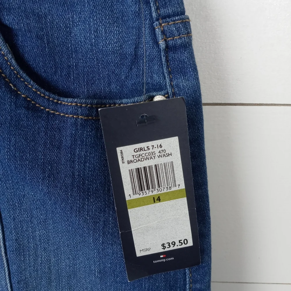 Tommy Hilfiger girls size 14 snap front straight denim jean skirt normal wash